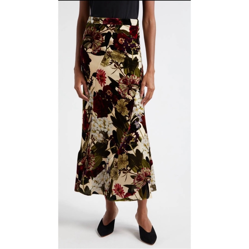 Cara Cara Velvet Naomi Garden Floral Maxi Skirt  Size Medium
